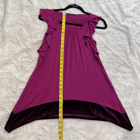 Ella Moss ruffle sleeveless fuschia pink with purple velvet trim top tunic - Picture 9 of 11